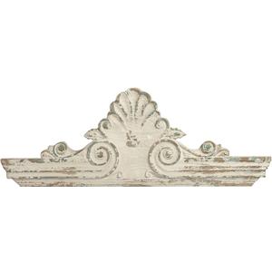 SOFE 33" Distressed White Finish Wooden Scroll Over The Door Decor, Large Decorative Wall Sculpture, Carved Wood Wall Art Hanging Window, Unique Wall Decor for Farmhouse Living Room Kitchen (16.7"L x 2.8"W, Shabby Chic White)