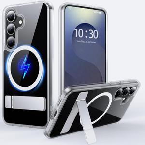 for Samsung Galaxy S25 Plus Case with MagSafe[Invisible Kickstand][Charge While Standing][Military Shockproof][Anti-Yellowing]Transparent Silicone Bumper for Samsung Galaxy S25+ Case Slim,Clear