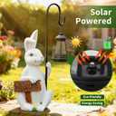 Rabbit Statues Solar Lantern Waterproof Light Resin Statue for Outside Balcony Garden Decor for Outside Gift for Grandma Women (Rabbit Lantern White)
