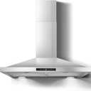 Range Hood 30 inch Stainless Steel, Wall Mount kitchen Hood Ducted/Ductless Convertible, Vent Hood w/ 3 Speeds, Touch Control, 5-Layer Mesh Filters, Energy-Saving LED Lights
