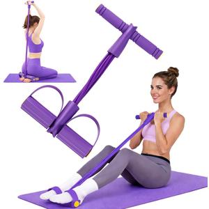 Resistance Bands with Handles, 6-Tube Foot Pedal, Natural Rubber Ankle Puller for Sit-ups & Full Body, Portable Home Gym Strength for Legs, Arms & Core