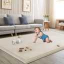 Baby Play Mat for Floor Nursery Rug Muscle Mat Area Rug Playroom Rug 79"x138" Playpen Mat Memory Foam 1.3" Thick Crawling Mat for Babies, Toddlers, Infants, Kids, A Beige