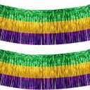 2 Pack 29x108 Inch Mardi Gras Table Skirts Metallic Foil Fringe Table Skirts for Wedding,Birthday, Mardi Gras Decorations (2 Ps)