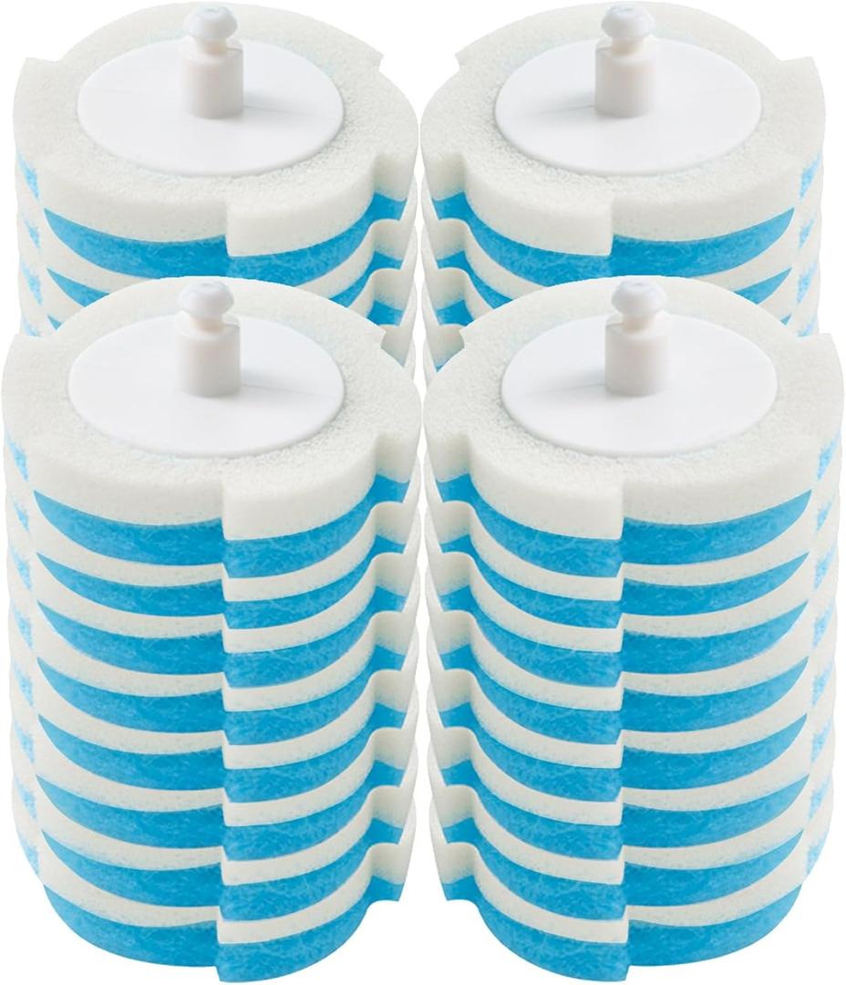 2 x Disposable Toilet Brush Refills, 32 Pcs Compact Blue Scrubber Heads  Bathroom Cleaning Supplies for Toilet, Bathtub, Sink & Washbasin