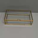 HighFree Vintage Glass Box with Lid - Clear Jewelry Glass Display Box Keepsake Box - Home Decor Decorative Box for Trinket Rings Bracelet (Gold, Medium)