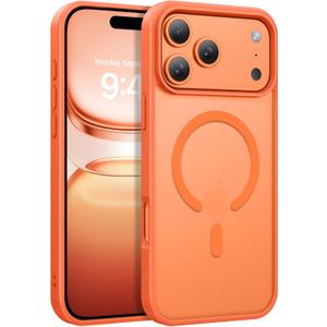 DUEDUE for iPhone 17 Pro Max Case Magnetic [Compatible with Magsafe], Translucent Matte Back Protective Cover Anti-Scratch Shockproof Phone Case for iPhone 17 Pro Max 6.9", Orange