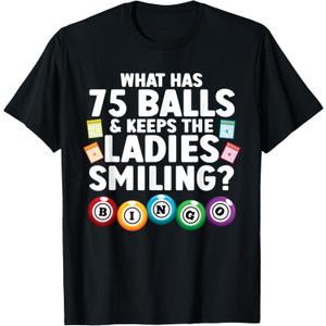 Cool Bingo Novelty For Men Women Bingo Lover Bingo Player T-Shirt (Black, L)