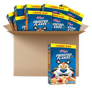 Kellogg's Frosted Flakes Breakfast Cereal, 8 Vitamins and Minerals, Kids Snacks, Large Size, Original, 10.8lb Case (18 Boxes), BBD: APR 11/2026