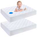 Yoofoss Waterproof Mini Crib Mattress Protector 2 Pack, Quilted Mattress Pad Cover Soft and Breathable, Machine Washable Portable Mattress Protector for Standard Baby Crib Size 38"X24" (White)
