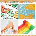 Funrous Let the Good Times Roll Bulletin Board Decorations Groovy Classroom Bulletin Decor 3D Rainbow Roller Skate Retro Hippie Boho Disco Paper Cutouts for Middle High School Chalkboard Wall Supplies