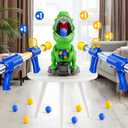 NIPLOOOW Dinosaur Shooting Toys for Kids 3-5 Years, Movable Target Shooting Games with 2 Air Pump Launcher, Interactive Competition Game Gift for Boys and Girls Ages 3 4 5 6 7 8 Years Old
