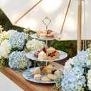 Lallisa 3 Tier Blue Hydrangea Cake Stand 10", 9" and 7" Ceramic Serving Tray Dessert Cupcake Display Holder Tower for Wedding Baby Bridal Shower Tea Party Decoration