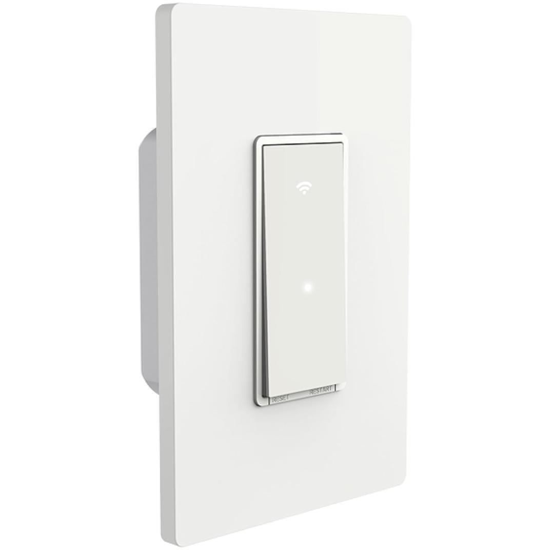 Simply Conserve Single-Pole WiFi Smart Switch SW-SP-100/240V-WiFi-WH, Alexa Device and Google Home Device Compatible WiFi Light Switch, Smart Home Device for Retrofit or New Construction
