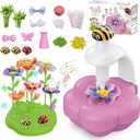 Fabric Flower Bouquets Toys with Light & Music, Deluxe DIY Arts and Crafts Kits for Kids 4-10 Year Old with Ribbons, Fridge Magnets, Greeting Cards, Birthday Gifts for Age 4 5 6 7 8 9 10 Girls (Pink)