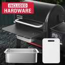 Utheer Front Folding Grill Table for Weber Searwood 600 23" x 12.5" Large Front Shelf with Stainless Steel Basin, Works Cutting Board, Lid & 5 Hooks, Heavy-Duty Weber Searwood 600 Accessories