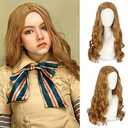 Blonde Wig Long Wavy Wig Honey Blonde Cosplay Wig Women Synthetic Halloween Costume Hair