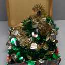 5FT Pop Up Christmas Tree with Timer 60 Warm White & Multi Color Fairy Light 3D Star 15 Ball Ornament, Green Gold Tinsel Christmas Tree Slim Pencil Xmas Tree Home Office Holiday Decor Indoor Outdoor