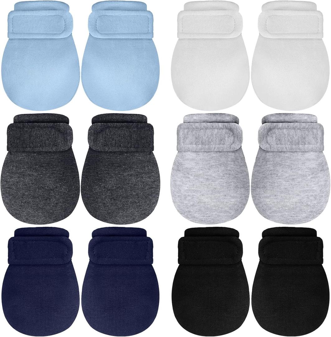 Newcotte Adjustable Baby Mittens No Scratch Newborn Cotton Breathable Gloves Warm Baby Mitts for Boys (Multiple Color)