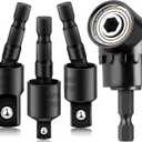 Right Angle Drill 105 Degree Right Angle Screwdriver set Drill Hex Bit Socket Adapter,360°Rotatable 3Pcs 1/4" 3/8" 1/2" Cr-V Hex Shank Impact Grade Driver Socket Adapter/Extension Set Drill Bit