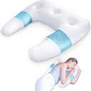 SAHEYER Side Sleeper Pillows for Adults, U Shaped Body Pillow for Pain Relief, Orthopedic Memory Foam Shoulder Pillow for Side,Stomach, Back, Arm with Removable Washable Cover (Upgraded Version), Blue (25.59x 23.93x4.72/2.36 inch)