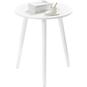 Apicizon Small Round Side Tables End Table Bedroom, White Nightstand Bedside Table for Living Room, Coffee Table with White Wood Legs, 16.5 x 20.5 Inches, 16.5d X 16.5w X 20.5h in