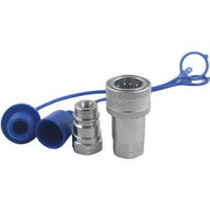 1-Set 1/2" NPT ISO5675 Ag Hydraulic Quick Connect Tractor Coupling/Couplers Ball Valva,Pioneer Type,Set w/Dust Cap