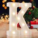 LED Marquee Letters, White 26 Alphabet Light Up Letters, Battery Powered LED Letter Lights for Birthday Party, Christmas Night, Home, Bar, Graduation, Wedding Decoration(K)