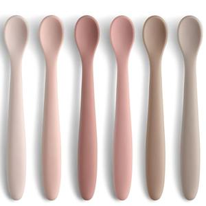 Silicone Baby Feeding Spoons, Training Spoon Self-feeding, First Stage Infant Soft-Tip Easy on Gums, Utensils Supplies, Dishwasher & Boil-proof, 6 Pack