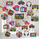 Containlol 53 Pieces 80s Party Decorations, Retro 1980s Hip Hop Party Hanging Swirls Ceiling Decor for Adults Back to The 80s 1980s Throwback Birthday Neon Rock Hippie Supplies