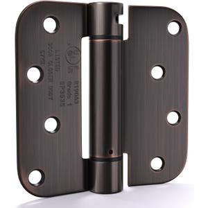 goldenwarm 3 Pack 4 Inch Oil Rubbed Bronze Self Closing Door Hinges with 5/8'' Radius Corners - Adjustable Tension Soft Close Hinges for Interior/Exterior Doors, Durable & Quiet Closure