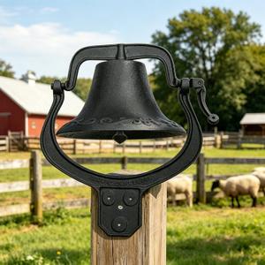 uyoyous 14 Inch Cast Iron Dinner Bell, Heavy Duty Outdoor Farmhouse Bell, Large Church Bell for Ranch, Garden & Rustic Decor