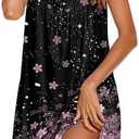 Ekouaer Women's Nightgown Sleeveless Sleepwear Wide Strap Sleep Shirt Pleated Scoopneck Nightshirt L