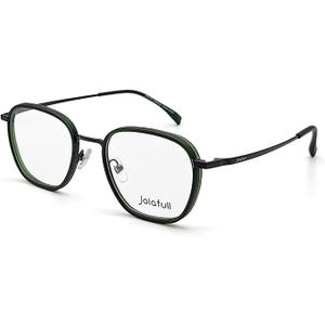 JF1808 Men's Eyewear Frames Square Prescription Eyeglass Frames Women 50 mm Dark Green/Black Glasses