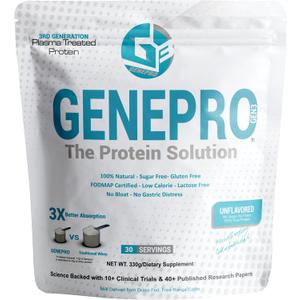 GENEPRO GEN. 3 Unflavored Protein Powder - New Formula - Lactose-Free, Gluten-Free, & Non-GMO Whey Isolate Supplement Shake (3rd Generation, 30 Servings)
