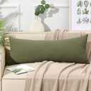ORTIGIA 14x36 Linen Pillow Cover, Olive Green Decorative Long Lumbar Throw Pillow Covers, Farmhouse Vintage Boho Solid Color Body Pillowcase Cushion Case for Bed Couch Bench Living Room, ONLY Cover