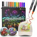 2 x Desire Deluxe Acrylic Paint Pens for Rock Painting, Stone, Ceramic, Glass, Wood, Canvas – Set of 12 Non Toxic Water Based Markers - Great Artists Painting Supplies (Dual Tip Multicolor, 12)