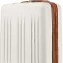 Kono Small 20 Inch Expandable Carry On Luggage with Quiet Spinner Wheels & TSA Lock, Scratch and Drop Resistant PC+ABS Hardside 22x14x9 Airline Approved Suitcase, Cream White & Brown