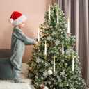 gisgfim 12 Pack Christmas Tree Candles with Remote & Hooks LED Flickering Flameless Candles with Timer Hanging Crystals Ornaments for Home Party Gifts Wedding Chandelier Decors-Acrylic Snowflake Hook