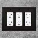 Henne Bery Modern Edge Decorative Wall Plate Switch Plate Outlet Cover, Durable Solid Zinc Alloy (Triple Decorator, Matte Black)