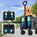 360LBS Collapsible Wagon Cart with Wheels - Heavy Duty Folding Wagon Carts for Grocery, Lightweight Utility Wagon with All-Terrain Wheels & 2 Cup Holders, Portable Beach Wagon for Shopping Garden