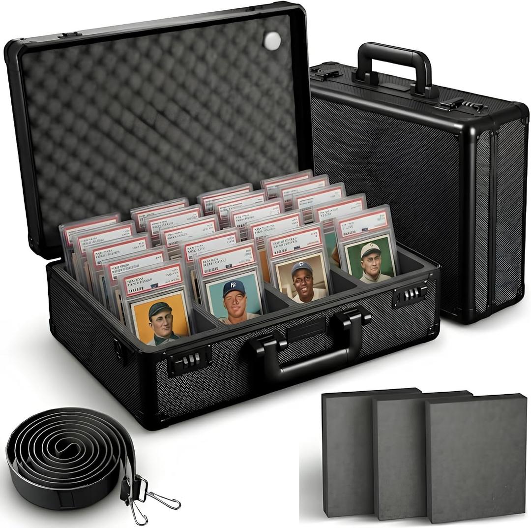 Graded Card Storage Box - Lockable PSA Slab Case for Graded Cards, Baseball and Sports Card Case, Baseball Storage Box Holds 160 Slabs or 640 Toploaders Fits BGS SGC, Fits Popular Trading Cards