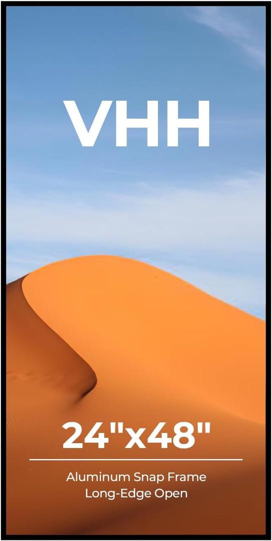 VHH 24x48 Snap Poster Frame,1 Pack,Lightweigt Black Coated Aluminum with plexiglass, 24x48-1pc