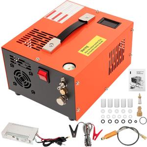 PCP Air Compressor, 4500PSI Portable PCP Compressor, 12V DC/110V AC PCP Airgun Compressor Manual-stop, w/External Power Adapter, Built-in Fan, Suitable for Paintball, PCP Rifle, Pistol, Scuba Bottle