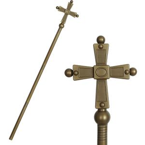 Pope Cross Staff Adjustable Hollow Bishop Prop Adult Halloween Cosplay Costume Accessory