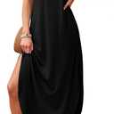 Summer Casual Maxi Dresses for Women Cap Sleeve Long Sundress with Pockets (Black, XXL)