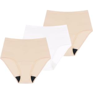 AIRCUTE Washable Absorbency Urinary Incontinence Underwear for Women High Waist Leak Proof Panties for Bladder Leakage 60ML, 3 Pack (Small, Beige-Beige-White)