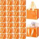 Yeaqee 50 Pcs Mini Metallic Paper Gift Bags with Handle 4x4.75x2.2'' Small Gift Bag DIY Tag Thank You Party Favor for Mother's Day Wedding Graduation Baby Shower Birthday Jewelry (Orange,Gold)