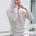 Mens Hooded Sweatshirt Casual Long Sleeve Drawstring Solid Knitted Hoodie Pullover Sweater (L)