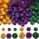 Knitgrip 150 Pcs Large Glitter Tinsel Pom Poms 2.5" 2" 1.4" 1" Christmas Pompom Balls Jumbo Glitter Balls for DIY Craft Making Christmas Decorations(Gold, Green, Purple)