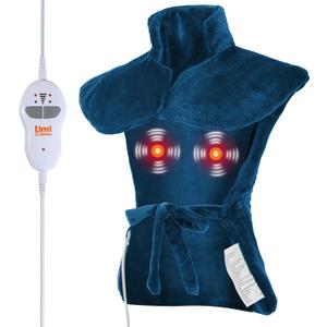 Heating pad for Neck - Wearable Electric Heating Pads for Back, Shoulder and Waist, Large Heat Pad with 4 Massage Modes & 2 Heat Levels for Women, Men, Mom, 24"x35", 2 Motor, Teal